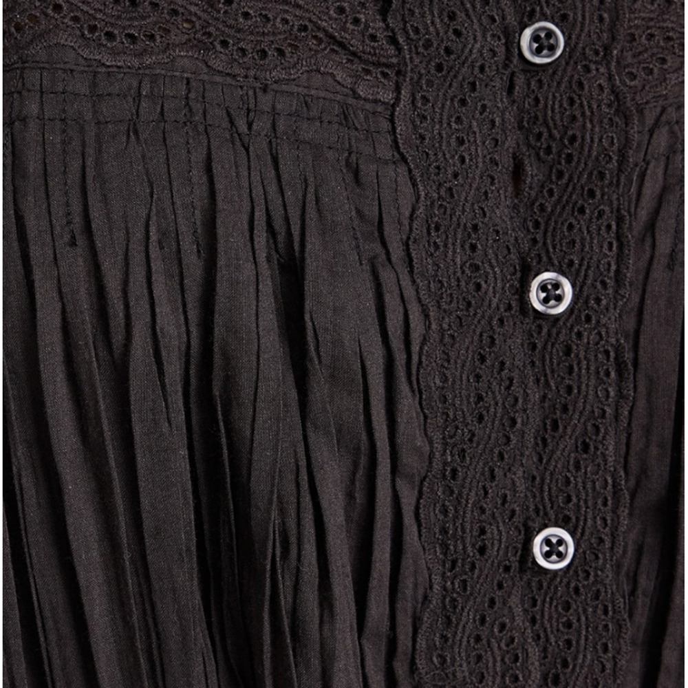 THE GREAT. Black Midi Sundress with Scalloped Straps - Picture 8 of 11